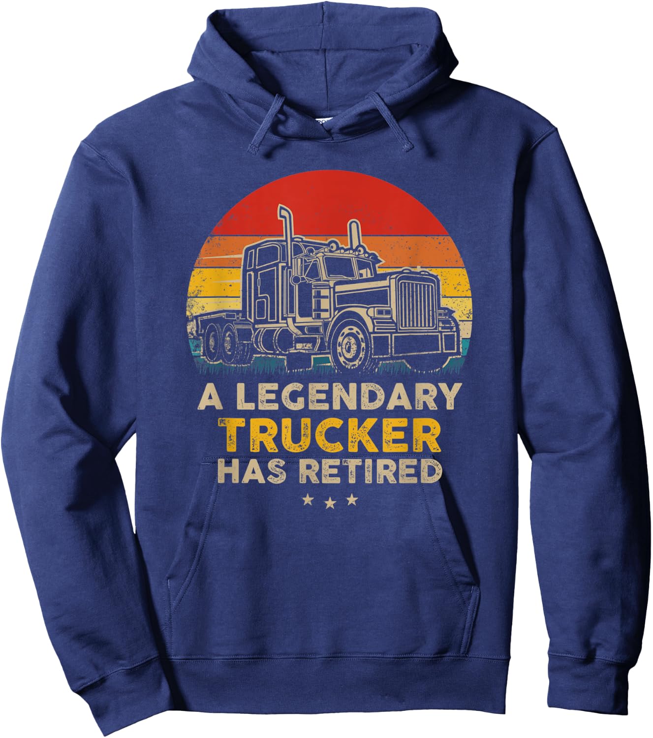 Retired Truck Driver - Vintage Trucker Retro Style Hoodie - Hoodie | Navy
