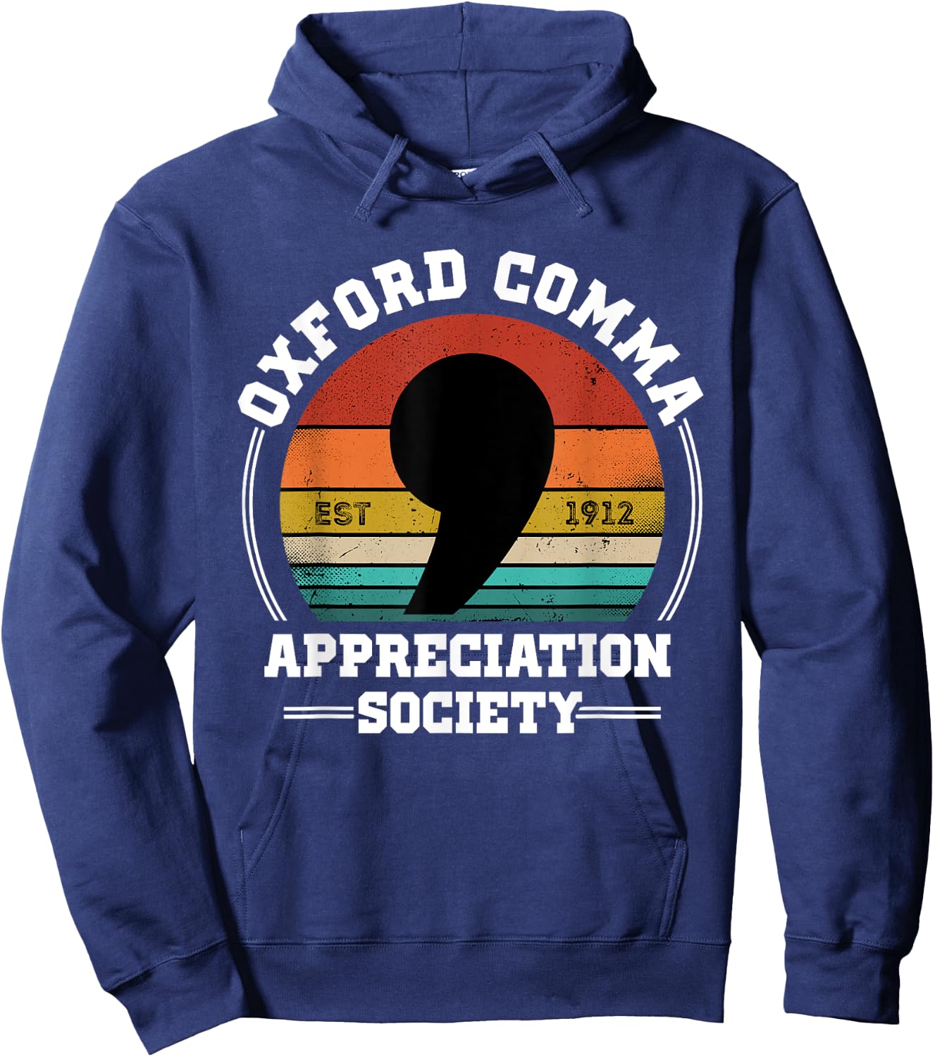 Oxford Comma Appreciation Society Geeky Nerd Vintage Style Hoodie - Hoodie | Navy