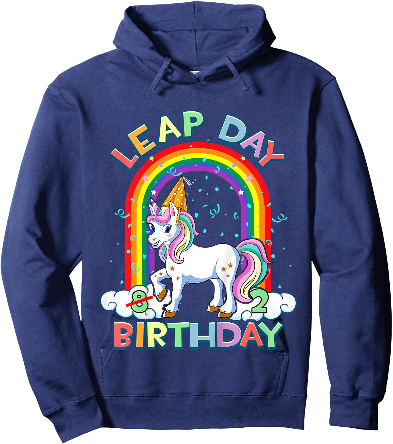 Kids Leap Day Birthday 8th February 29 8 Year Old Girl Gift Hoodie - Hoodie | Navy
