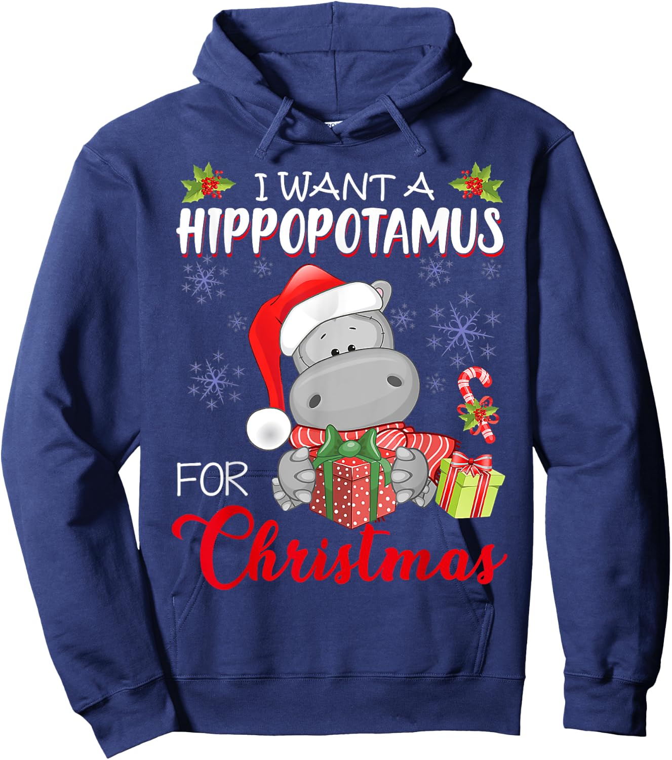 I Want A Hippopotamus For Christmas Xmas Hippo for Kid Women Hoodie - Hoodie | Navy