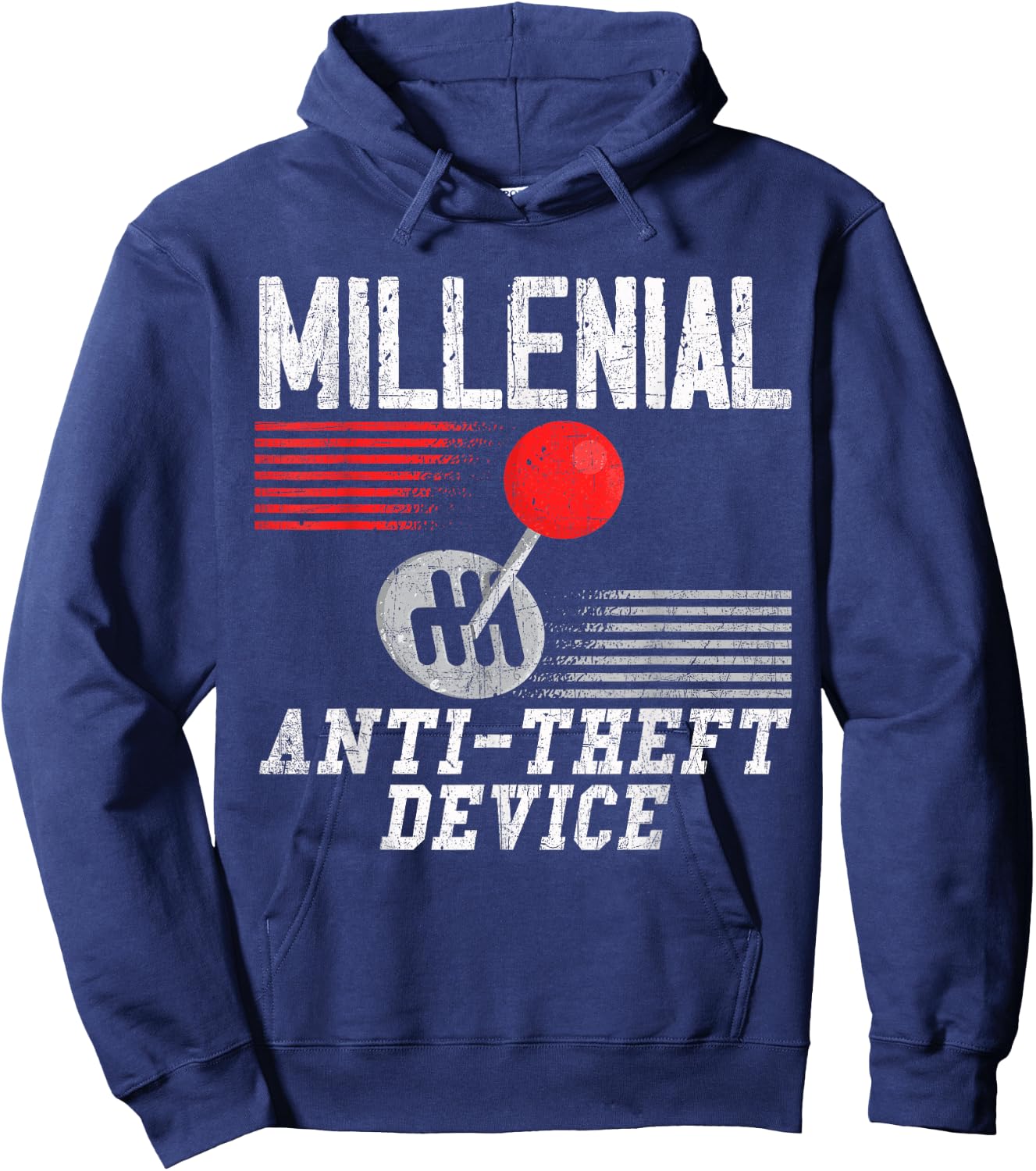 Millennial Anti-Theft Device Funny Manual Gear Box Novelty Hoodie - Hoodie | Navy