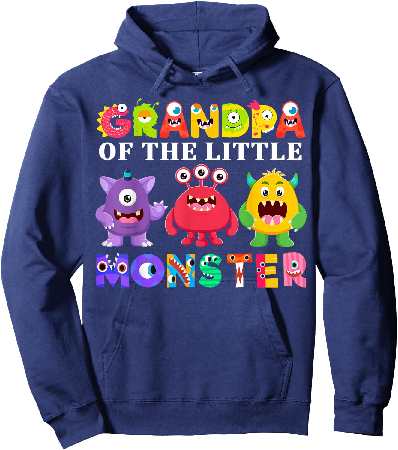 Grandpa Of The Little Monster Birthday Party Family Monster Hoodie - Hoodie | Navy
