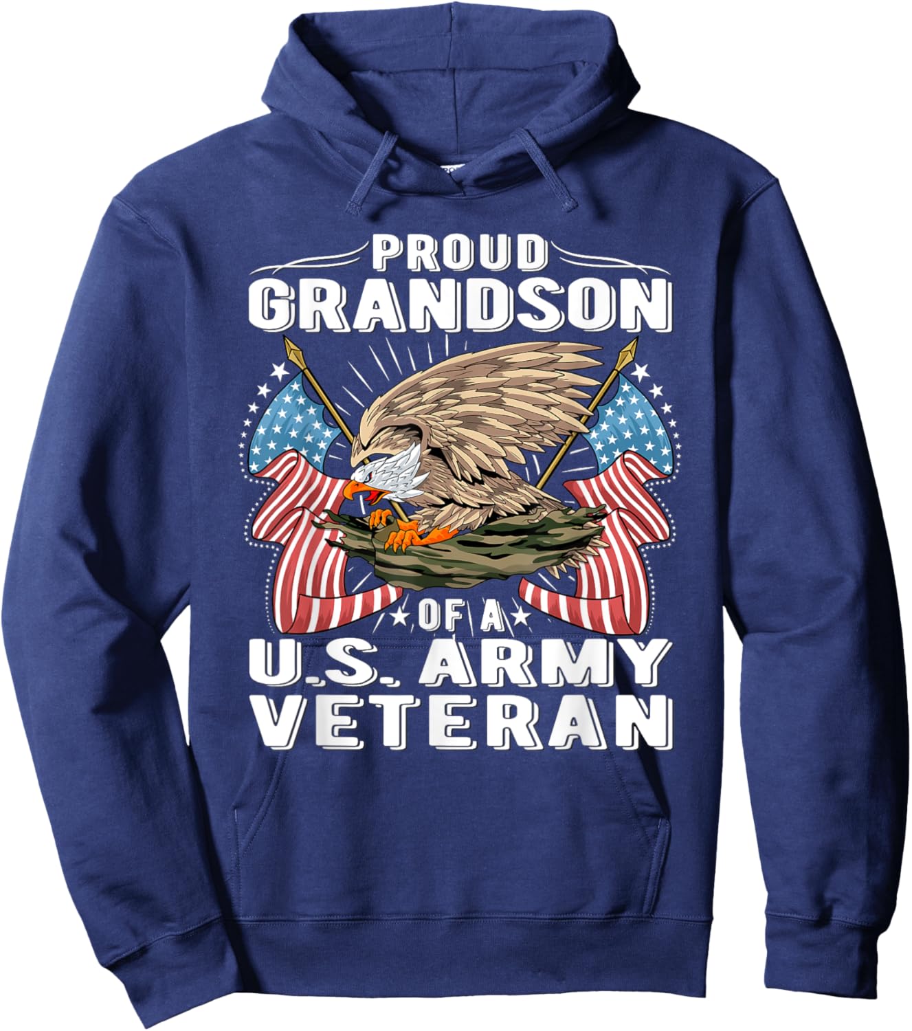 Proud Grandson Of A US Army Veteran - Military Vet's Family Hoodie - Hoodie | Navy