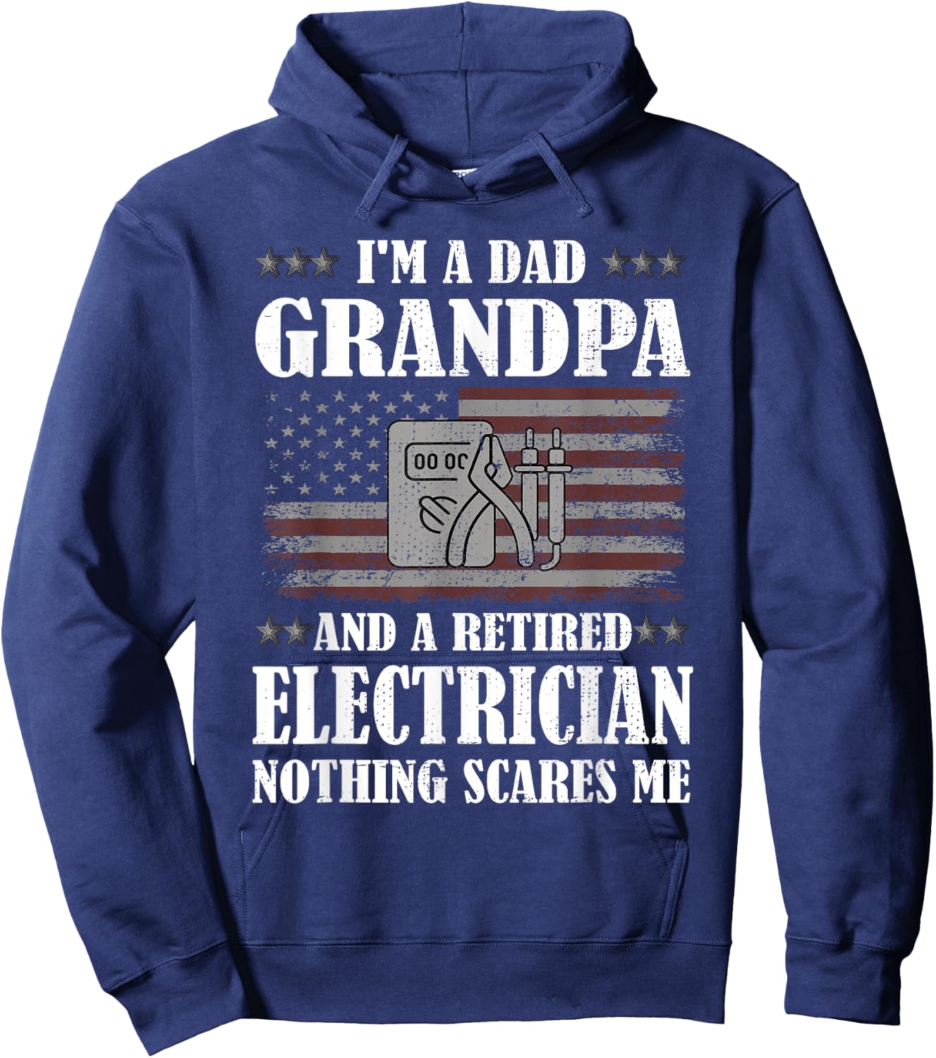 Dad Grandpa And A Retired Electrician Funny Retirement Hoodie - Hoodie | Navy