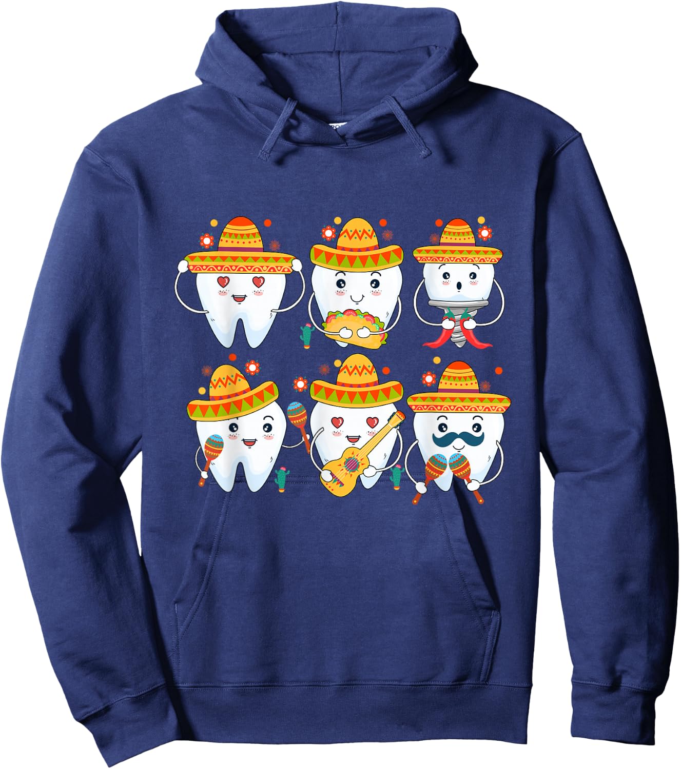 Funny Dentist Cinco De Mayo Dental Teeth Mexican Party Hoodie - Hoodie | Navy