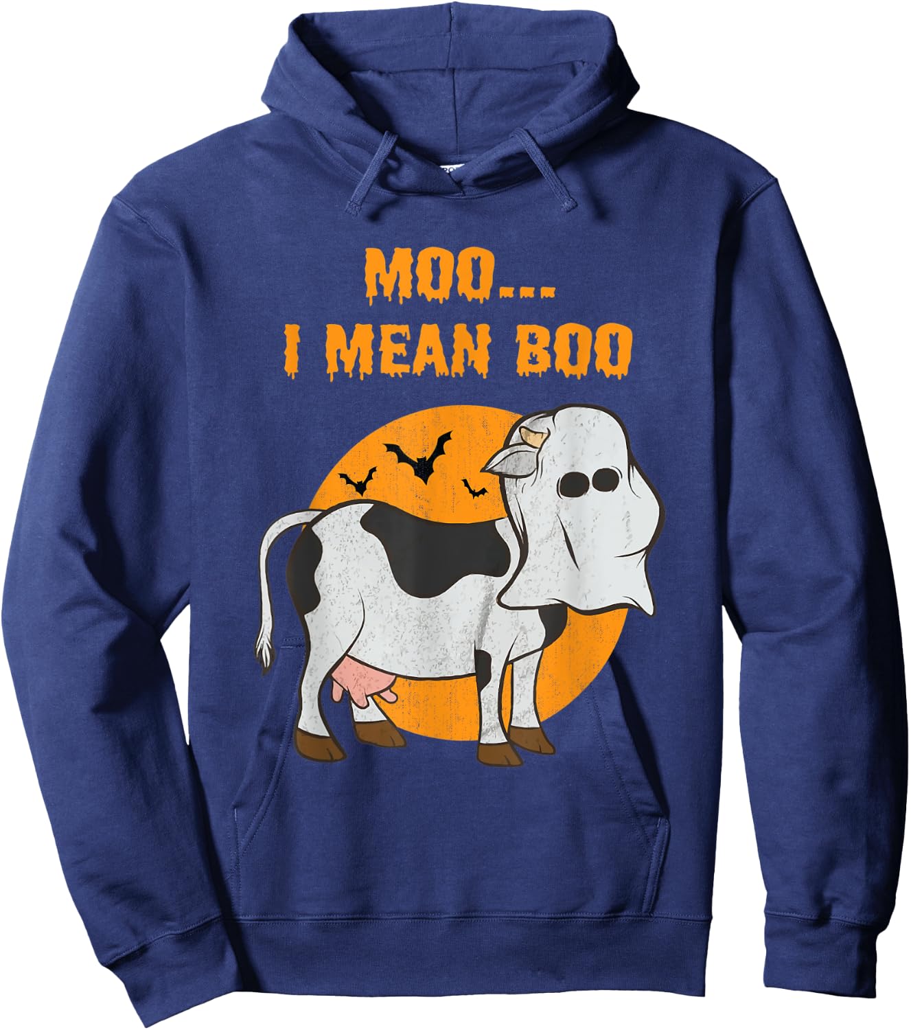 Ghost Cow Moo I Mean Boo Hoodie - Hoodie | Navy