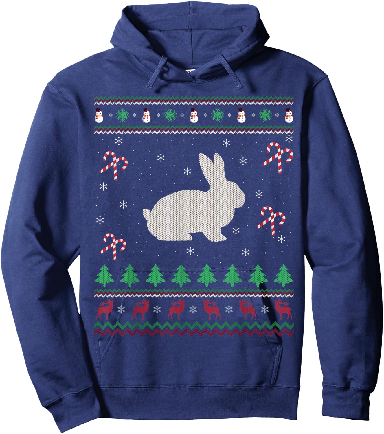 Funny Rabbit Lover Xmas Santa Ugly Rabbit Christmas Hoodie - Hoodie | Navy