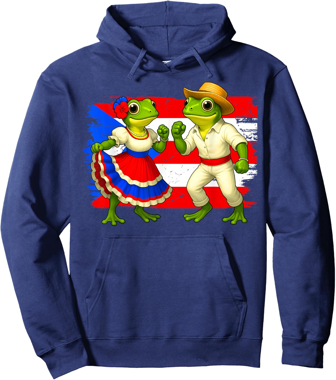Dancing Coqui Frogs Traditional Dancer Boricua Puerto Rico Hoodie - Hoodie | Navy