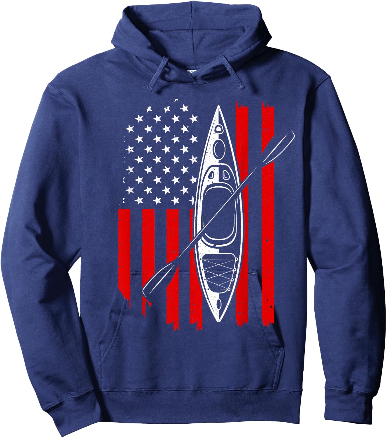 Funny Kayaking Gift Women Cool American Flag Kayak Hoodie - Hoodie | Navy
