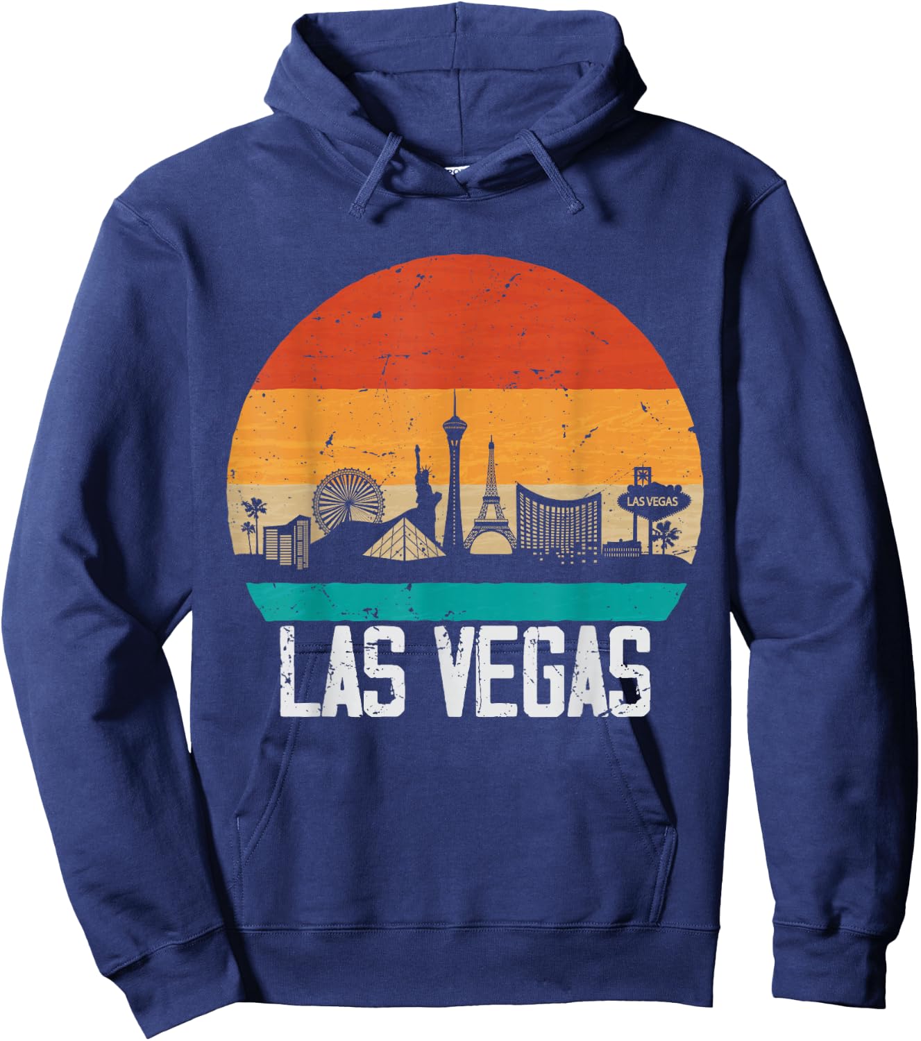 Las Vegas USA Retro Vintage Sunset Skyline Las Vegas Hoodie - Hoodie | Navy