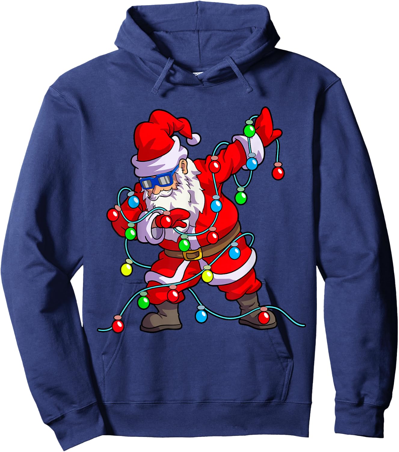 Christmas Dabbing Santa Men Kids Boys Xmas Gifts Tree Lights Hoodie - Hoodie | Navy