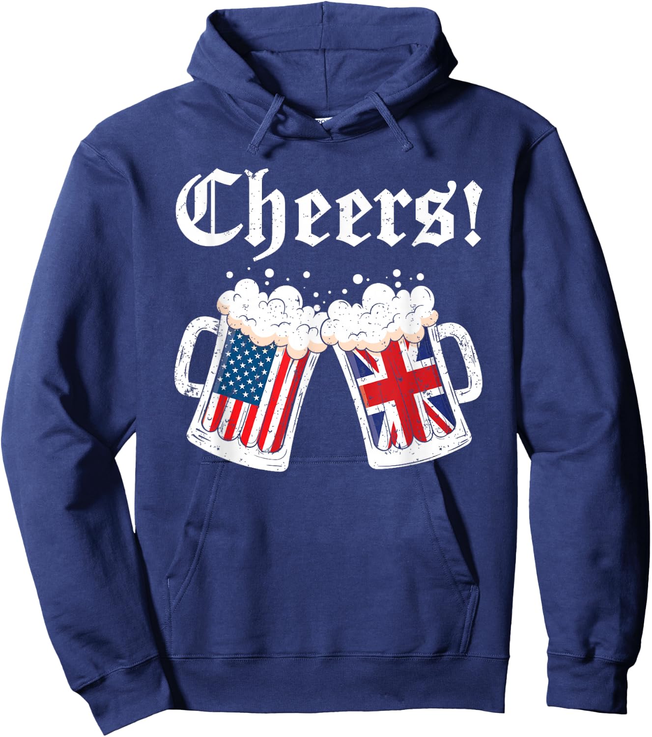 Cheers Shirt Women Men British American Flag Beer Mug Cheers Hoodie - Hoodie | Navy