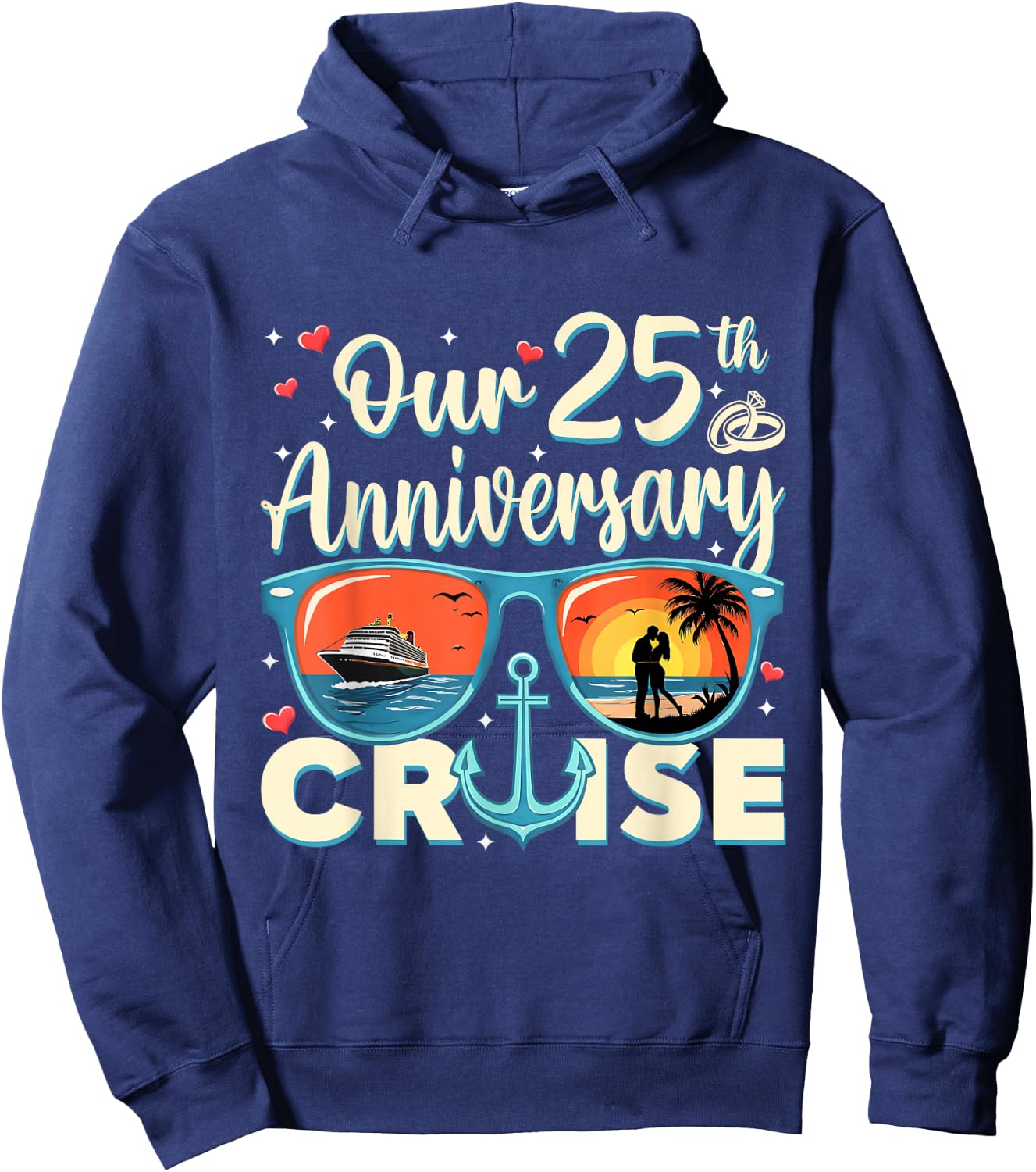 Our 25th Wedding Anniversary Cruise Vacation Couple Matching Hoodie - Hoodie | Navy