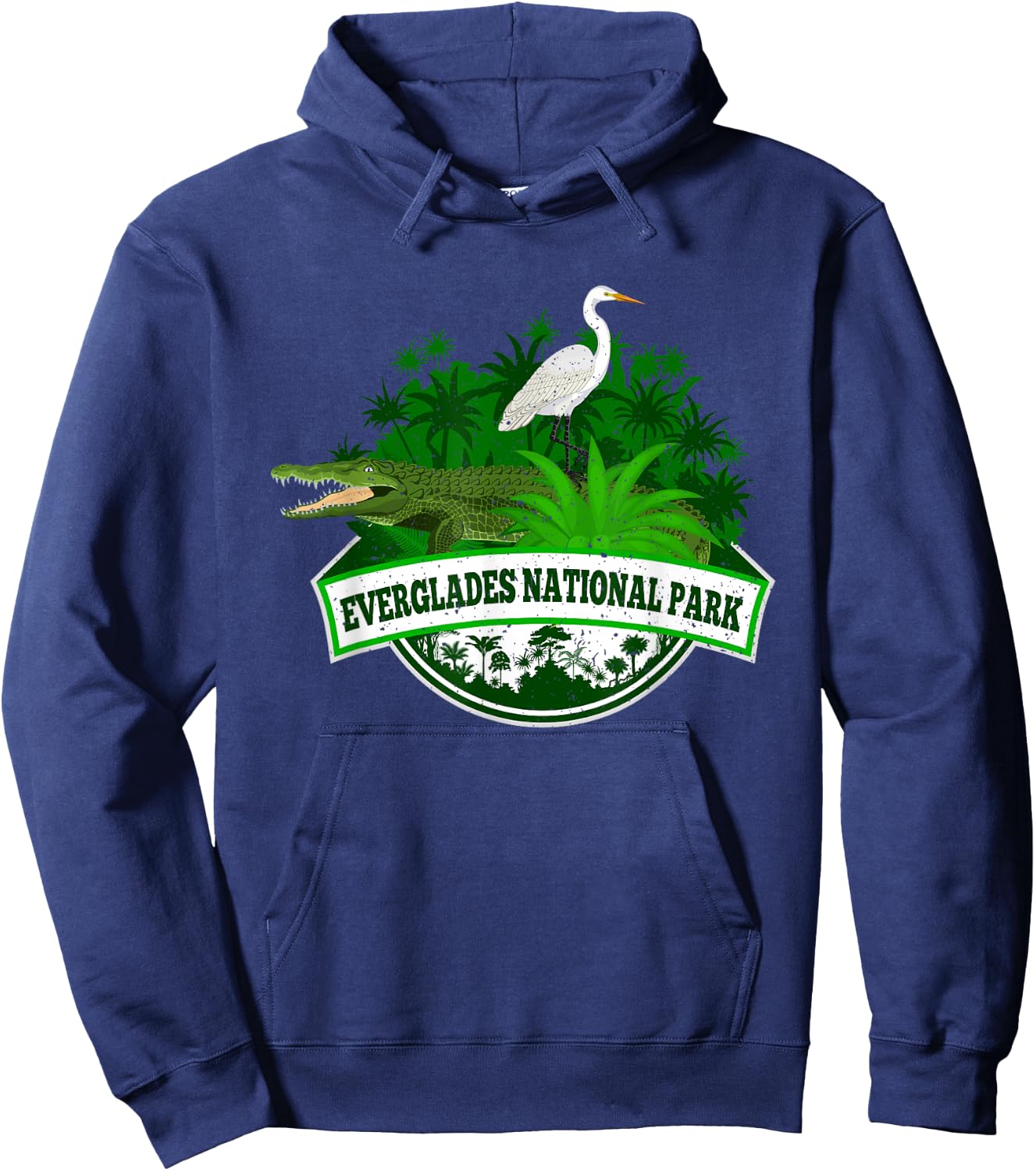 Bird and Florida Alligator Of Everglades National Park Hoodie - Hoodie | Navy