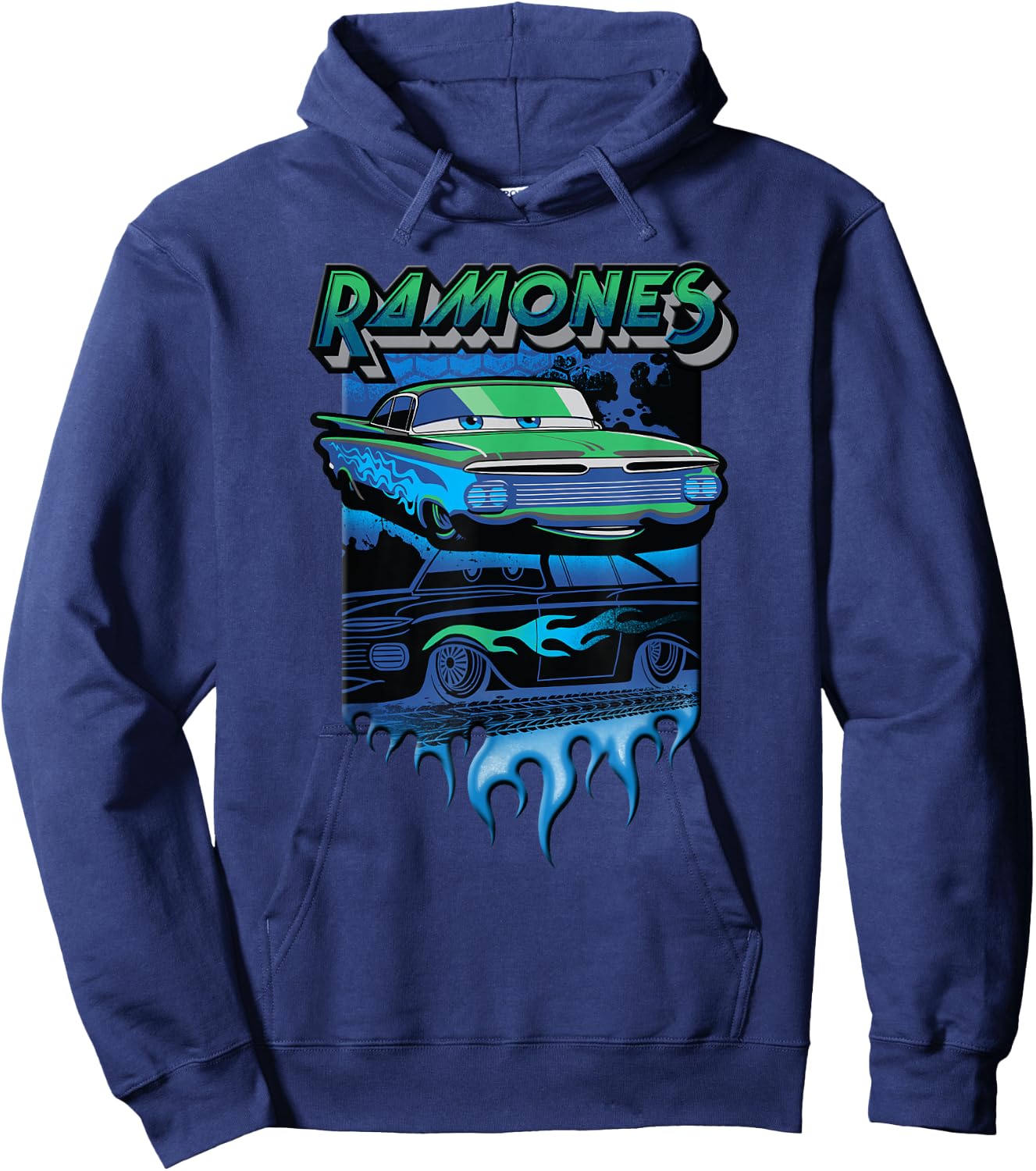 Disney Pixar Cars Ramones Big Flames Hoodie - Hoodie | Navy