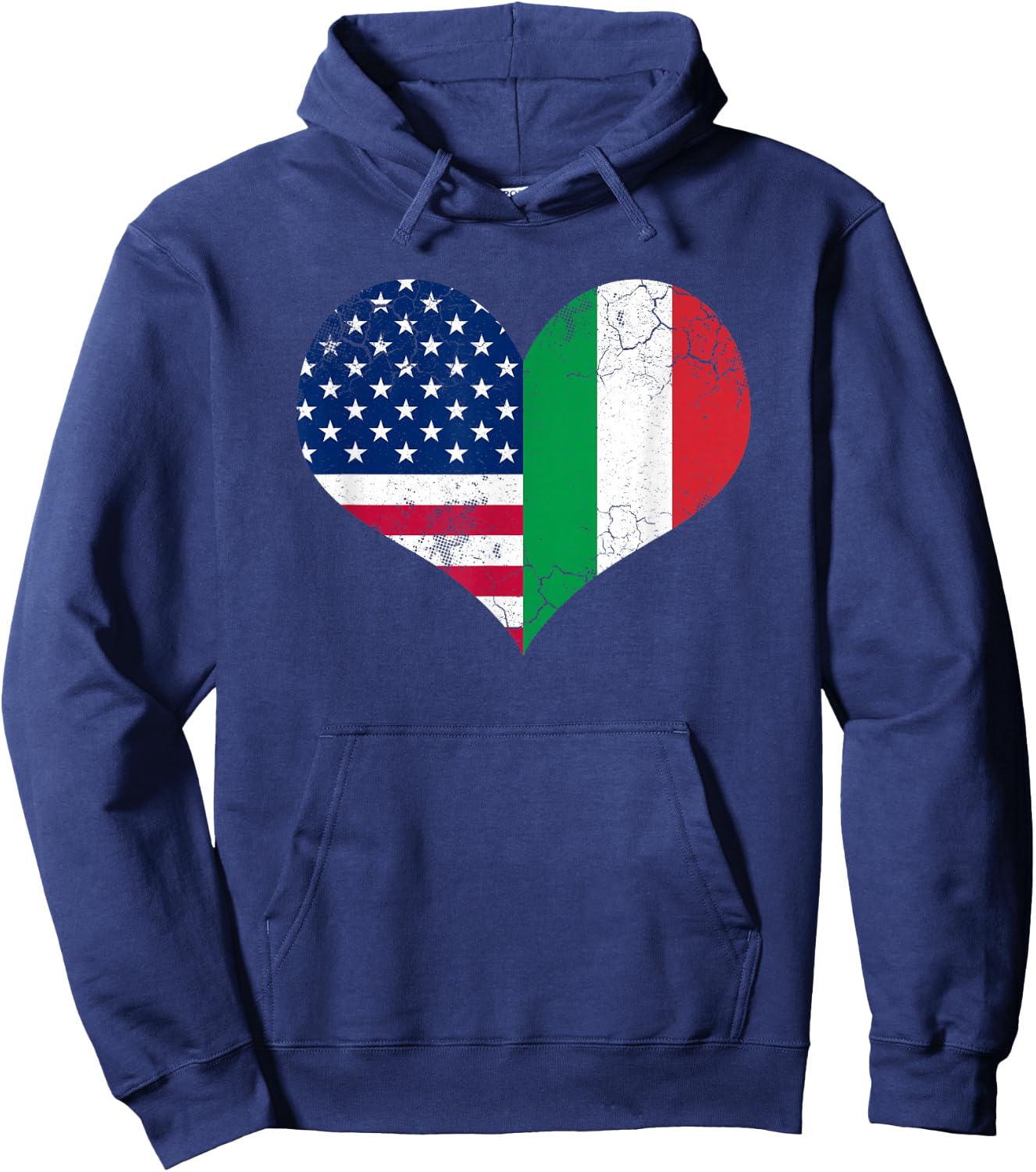 Italian American Flag Heart Love USA Italia Italy Hoodie - Hoodie | Navy