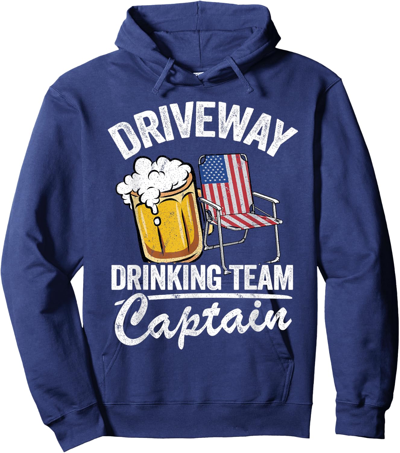 Beer Driveway Drinker US Flag Driveway Drinking Team Captain Hoodie - Hoodie | Navy