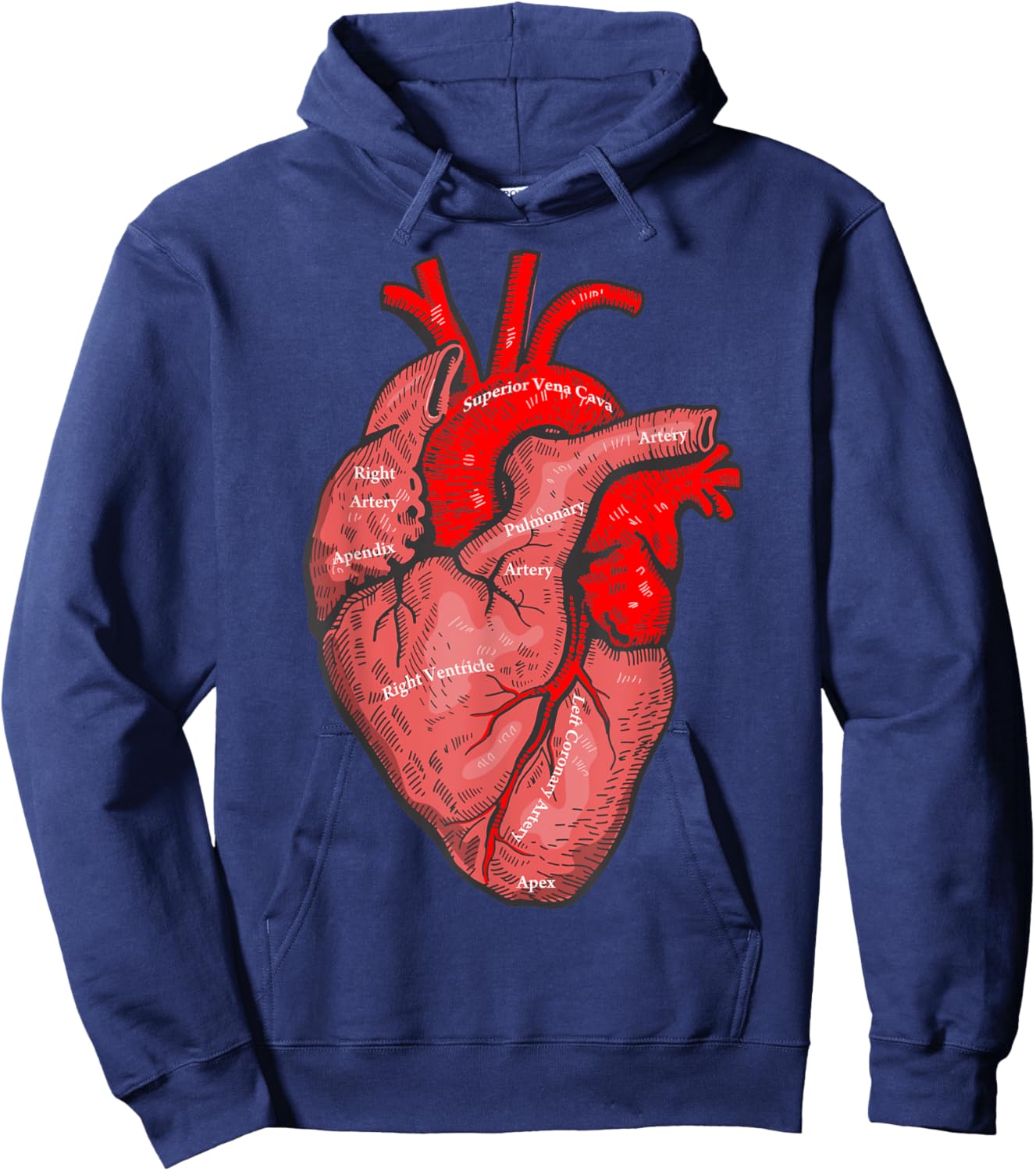 Medical Anatomy Illustration Human Heart Anatomical Themed Hoodie - Hoodie | Navy