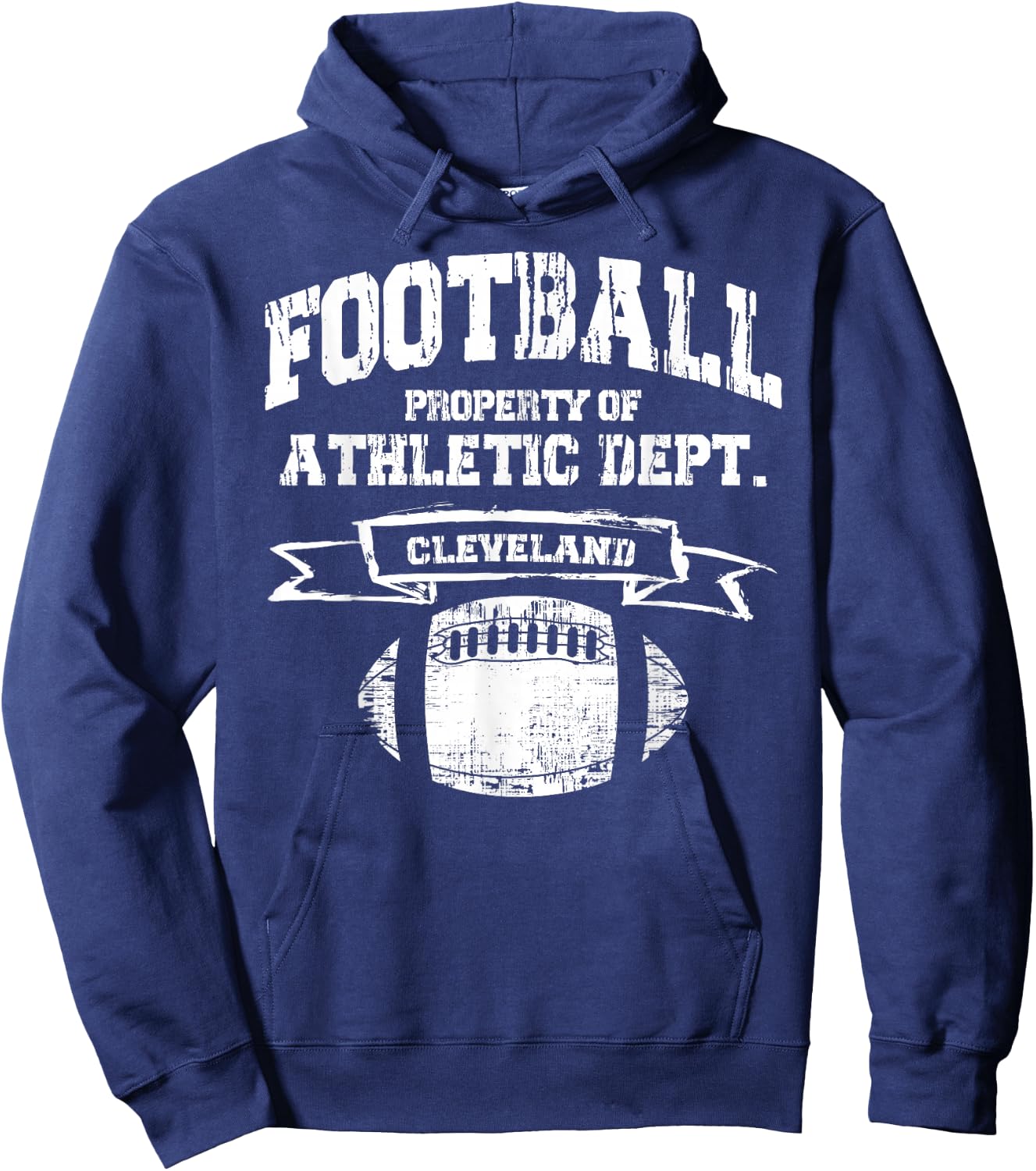 Cleveland Football Property Of Athletic Dept. Retro Grunge Hoodie - Hoodie | Navy