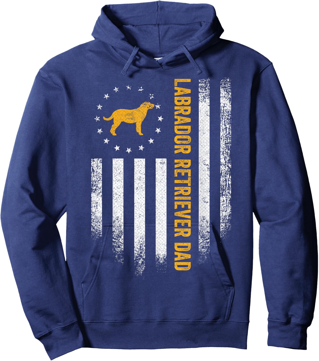 Vintage USA Flag Proud Labrador Retriever Dad Lab Silhouette Hoodie - Hoodie | Navy