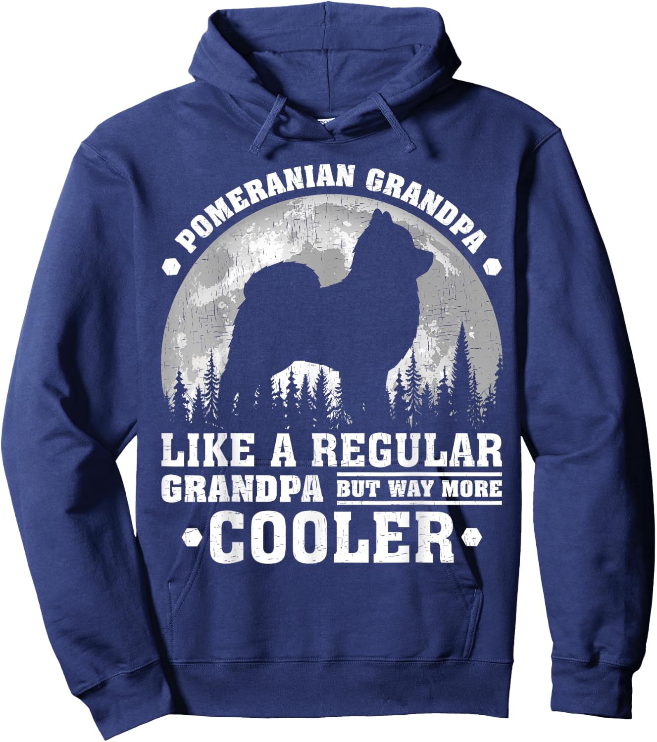 Pomeranian Grandpa Funny Vintage Pomeranian Dog Father's Day Men Hoodie - Hoodie | Navy