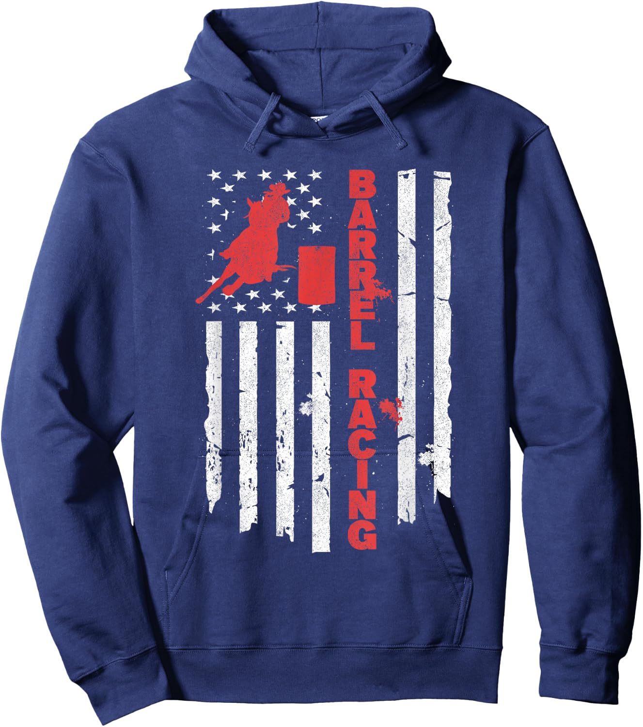 USA Barrel Racer Rodeo American Flag Barrel Racing Hoodie - Hoodie | Navy