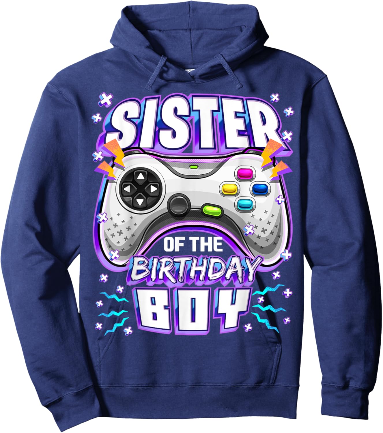 Sister of the Birthday Boy Matching Video Gamer Party Hoodie - Hoodie | Navy
