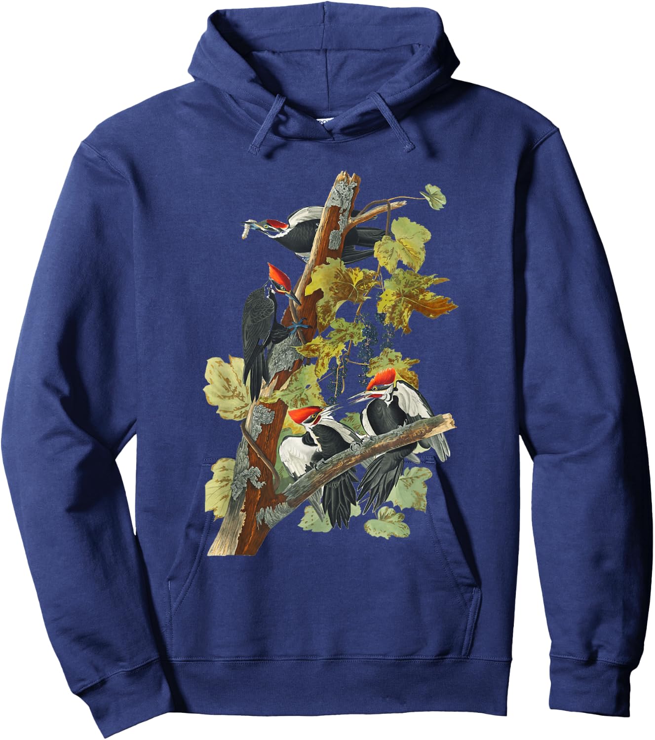 Vintage Pileated Woodpecker Birds Illustration Men & Women Hoodie - Hoodie | Navy
