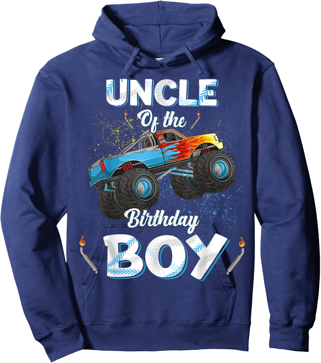 Uncle Of The Birthday Boy Monster Truck Bday Women Men Kids Hoodie - Hoodie | Navy