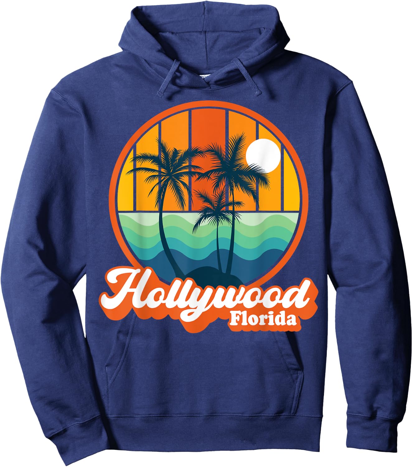 Vintage Hollywood Florida Summer Vacation Beach Souvenirs Men Women Kids Hoodie - Hoodie | Navy