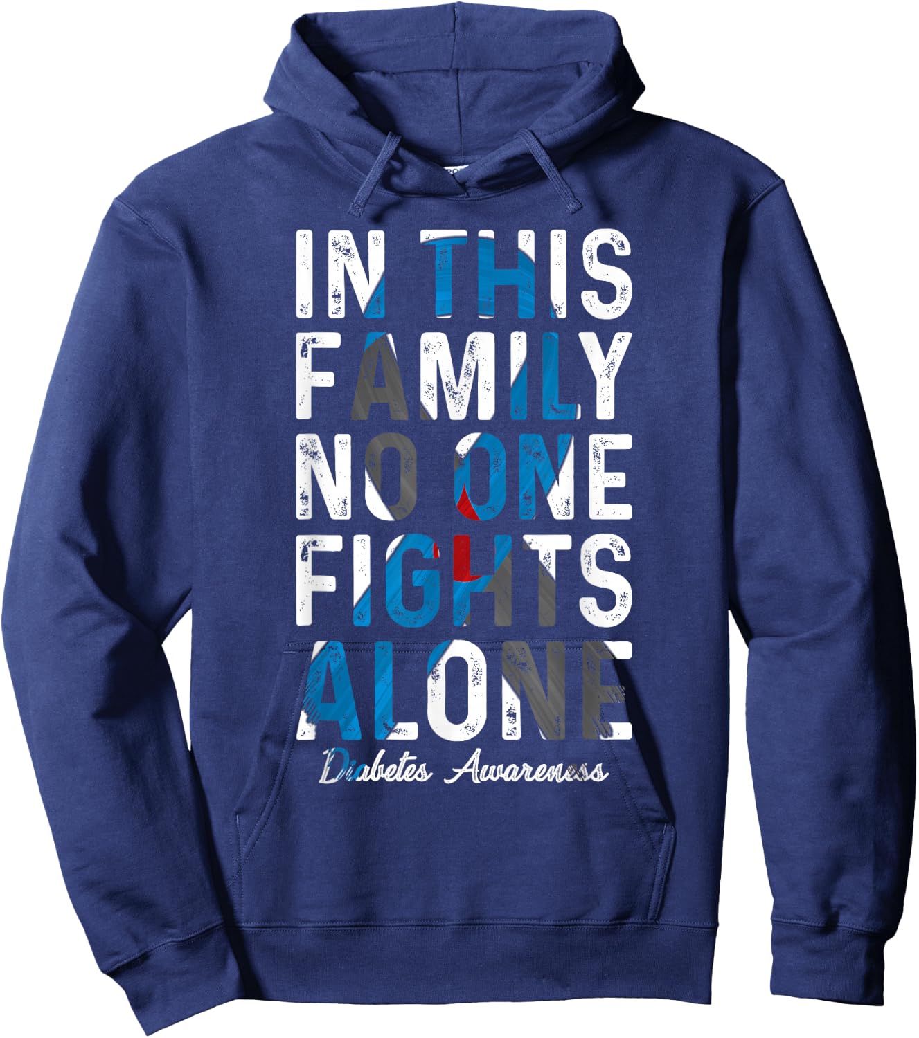 In This Family No One Fight Alone Diabetes Awareness Hoodie - Hoodie | Navy