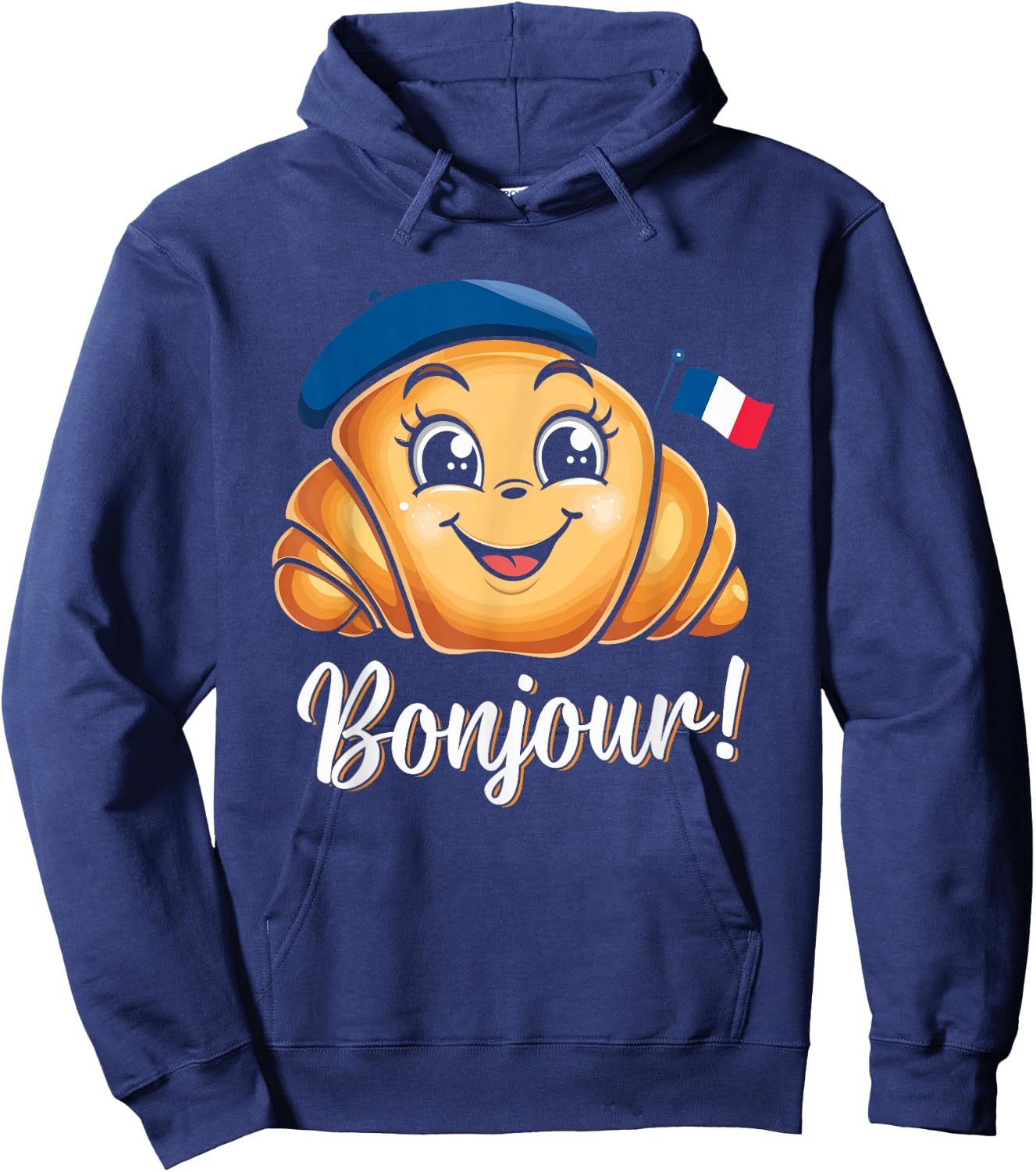 Croissant French Saying Quote France Baking Breakfast Funny Hoodie - Hoodie | Navy