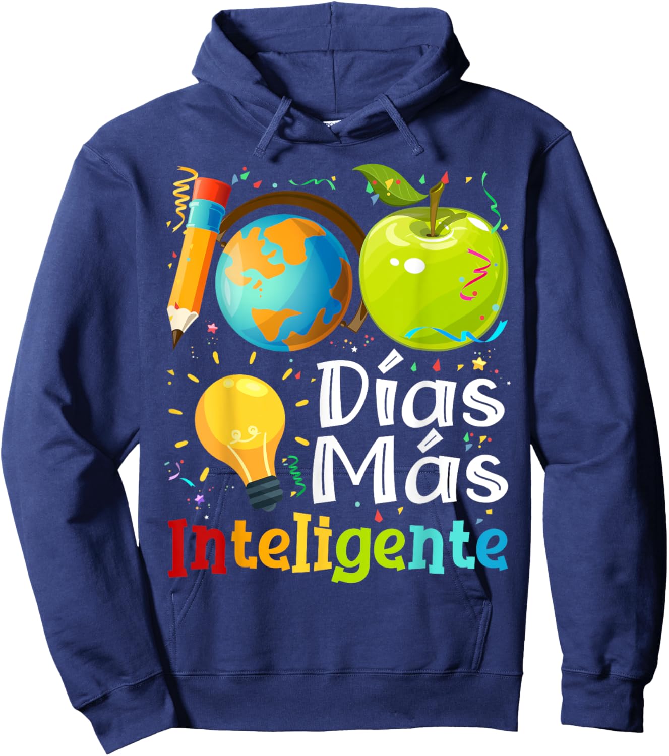 100 Dias mas inteligente Spanish Teacher 100th Day School Women Kids Hoodie - Hoodie | Navy