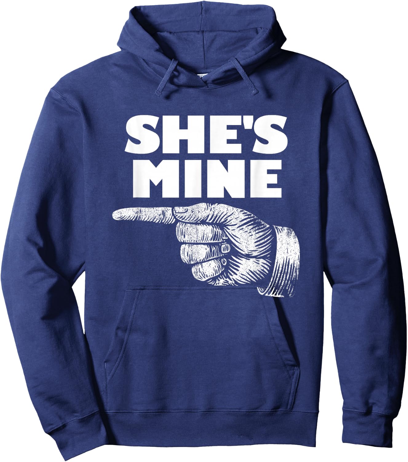 She's Mine Finger Pointing Left Matching Couple She's Mine Hoodie - Hoodie | Navy