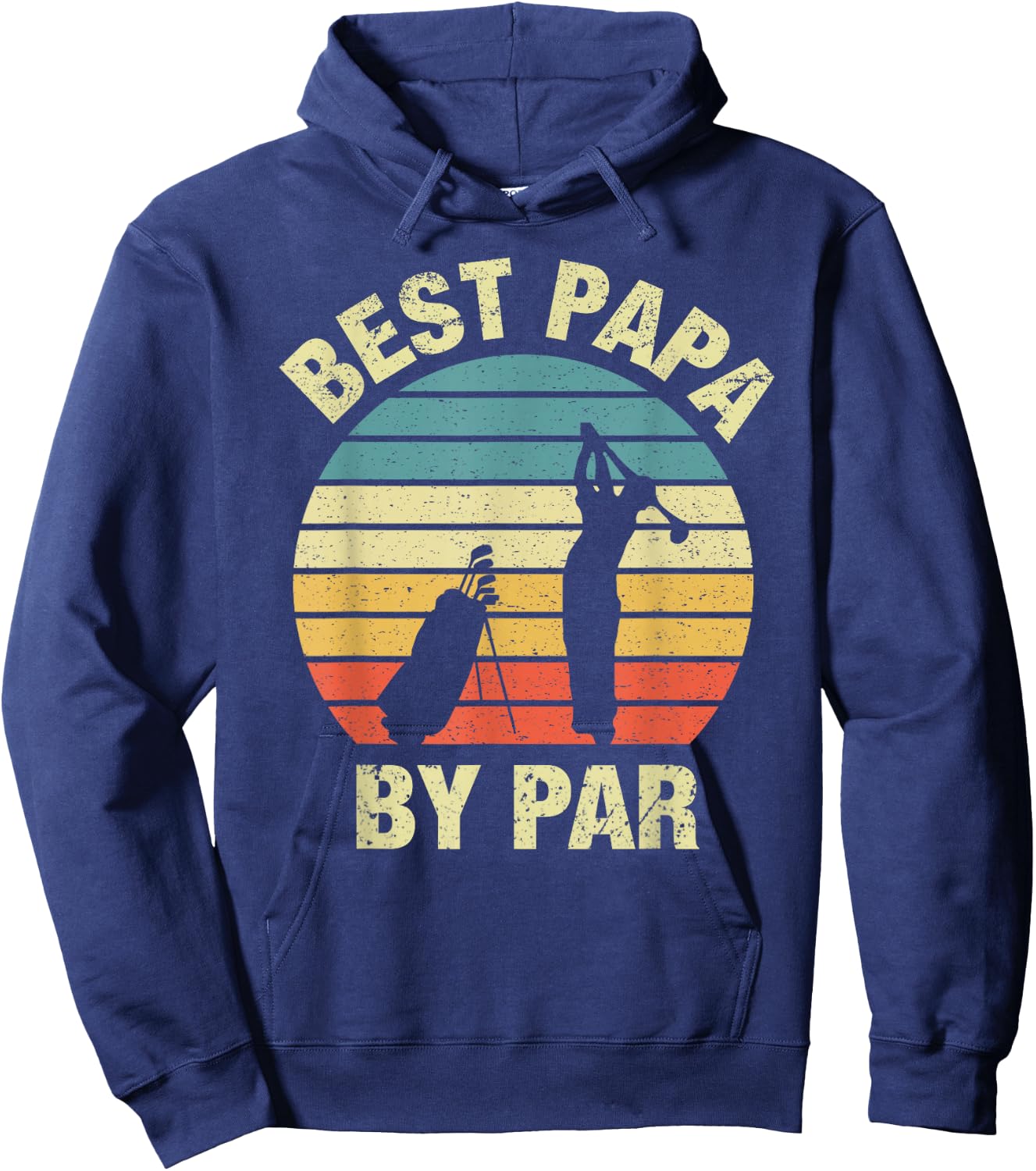 Vintage Best Papa By Par Father's Day Golfing Hoodie - Hoodie | Navy