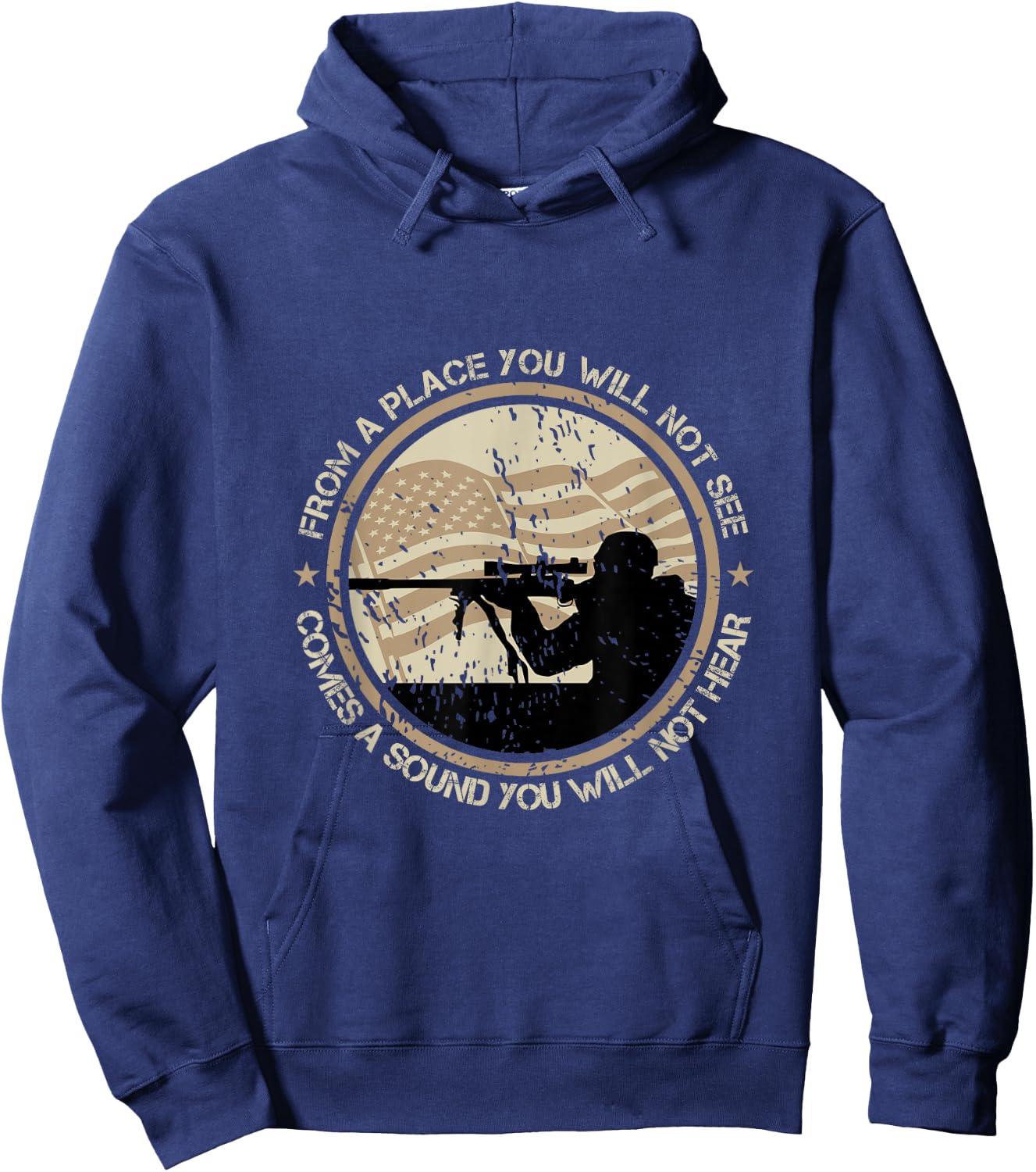 Sniper Military Sharpshooter USA You Will Not See Hear Hoodie - Hoodie | Navy