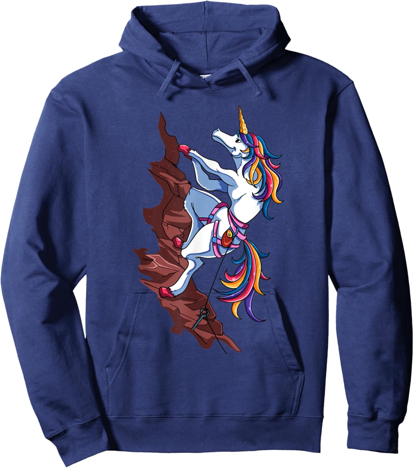 Magical Rainbow Unicorn Sports Rock Climbing Player For Kids Hoodie - Hoodie | Navy