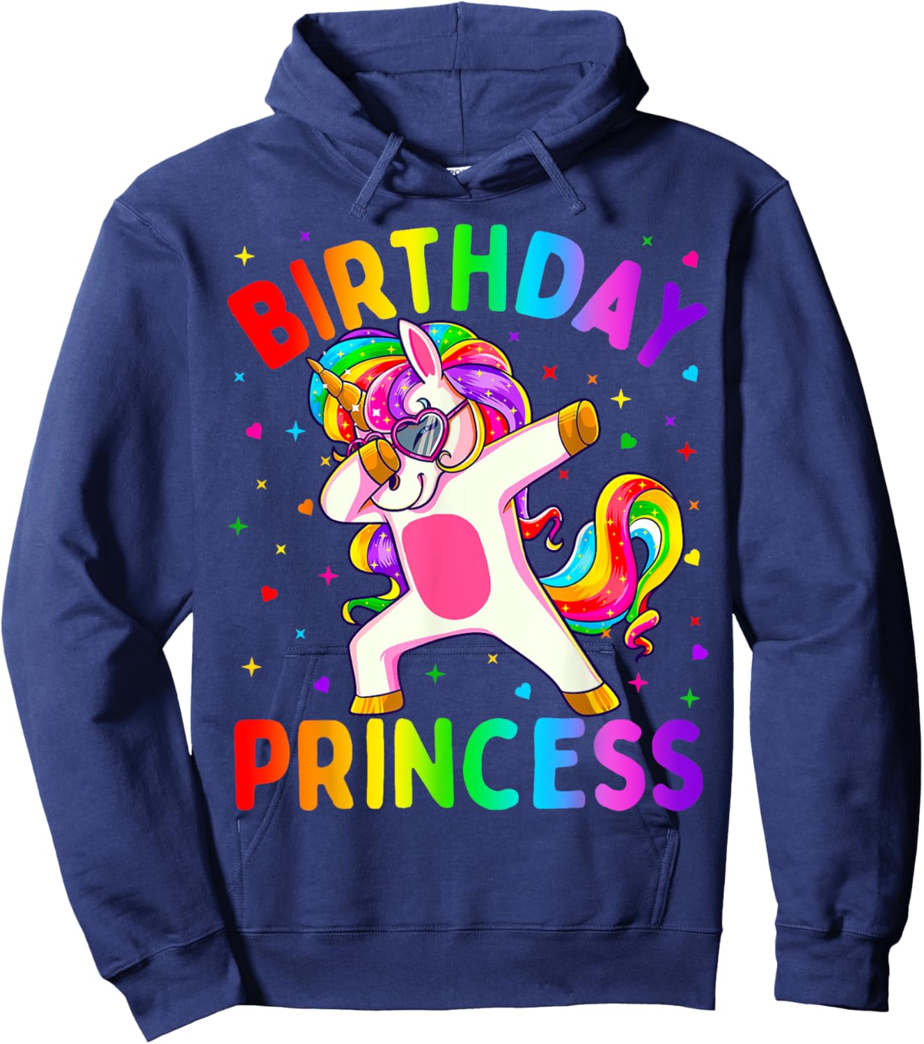 Birthday Princess Girl Dabbing Unicorn Girls Hoodie - Hoodie | Navy