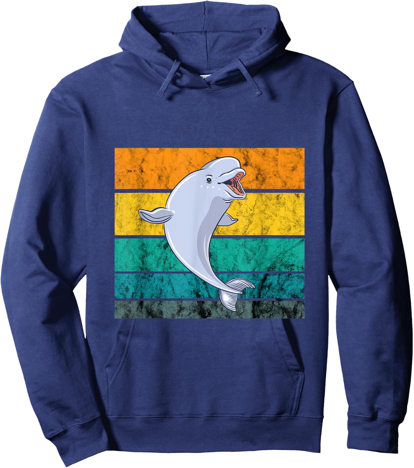 Beluga Whale Retro Vintage White Whale Arctic Ocean Mammals Hoodie - Hoodie | Navy