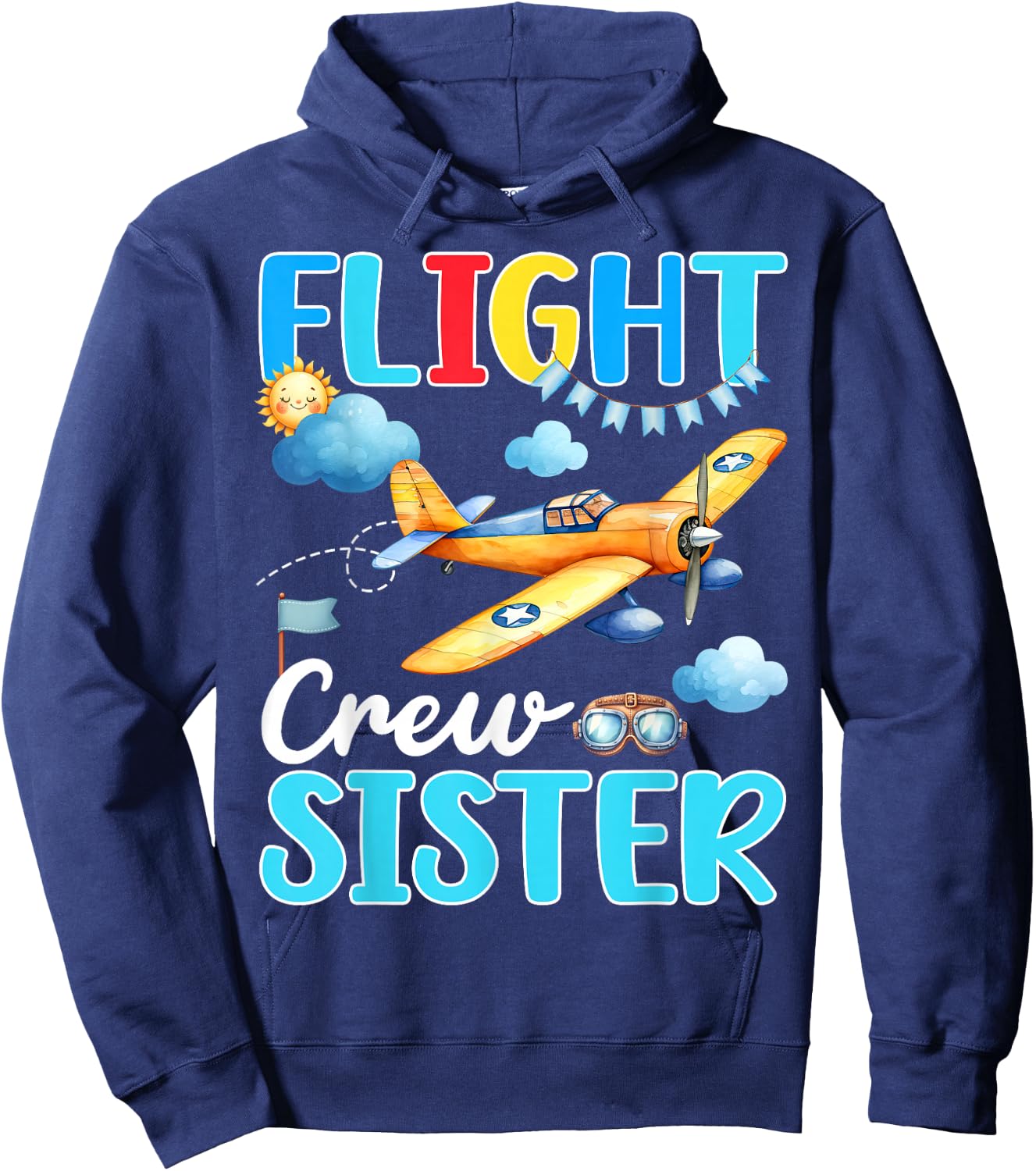 Flight Crew Sister Birthday Squad Airplane Matching Family Hoodie - Hoodie | Navy