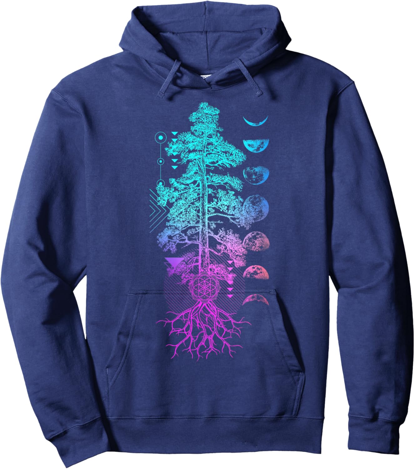 Tree of Life Phases of the Moon Yoga Chakra Gift Hoodie - Hoodie | Navy