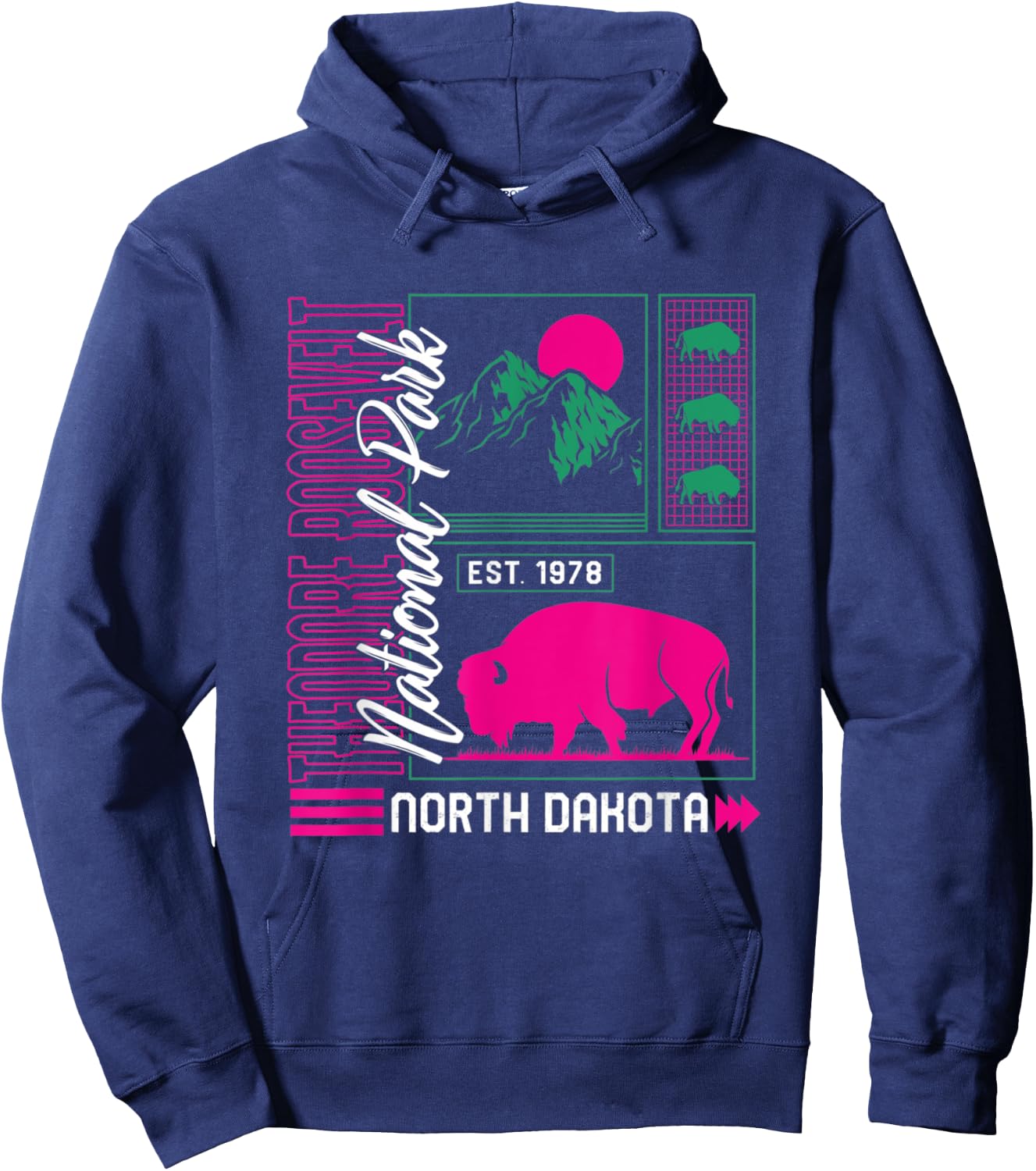 Theodore Roosevelt National Park North Dakota Hiker Souvenir Hoodie - Hoodie | Navy