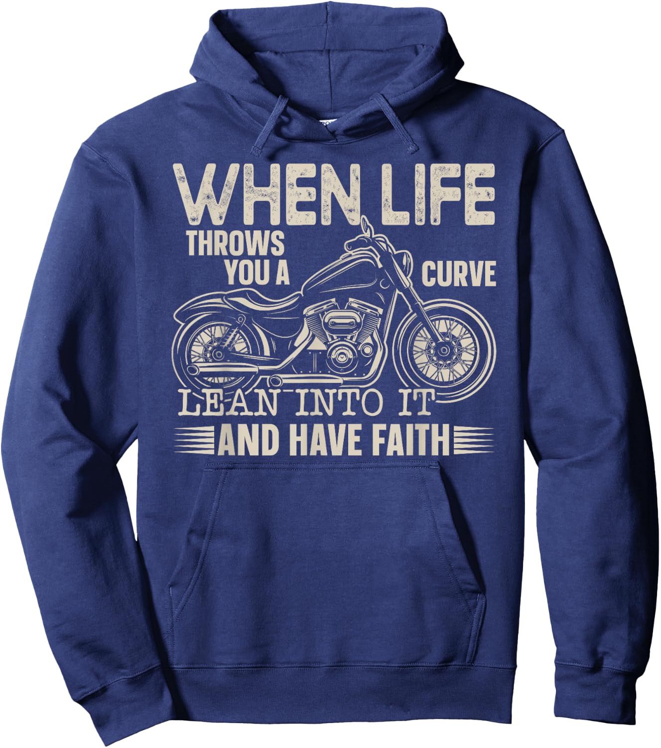Christian Motorcycle Biker Faith Life Throws You A Curve Hoodie - Hoodie | Navy