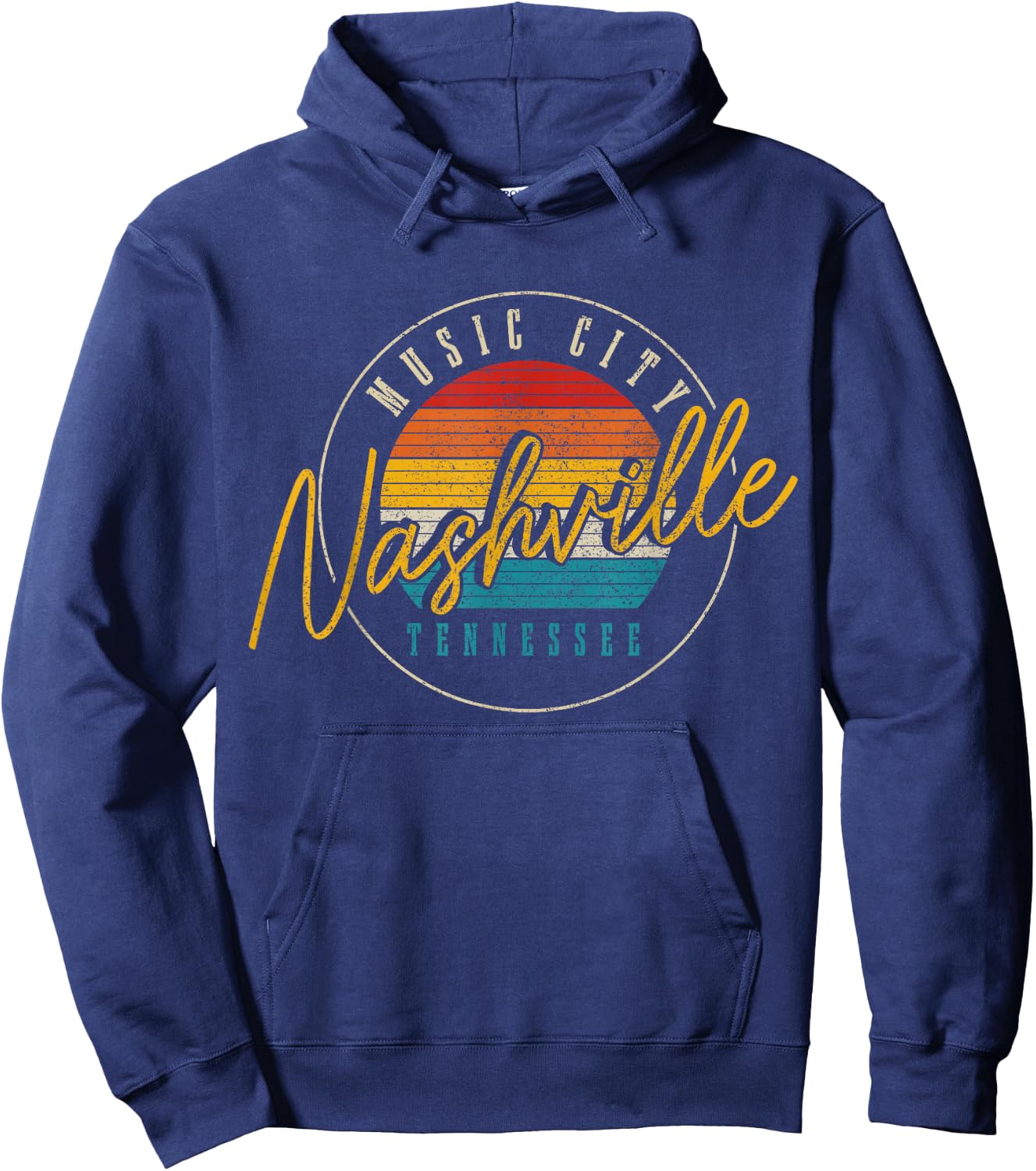 Nashville Tennessee Country Music City Gift Vintage Hoodie - Hoodie | Navy