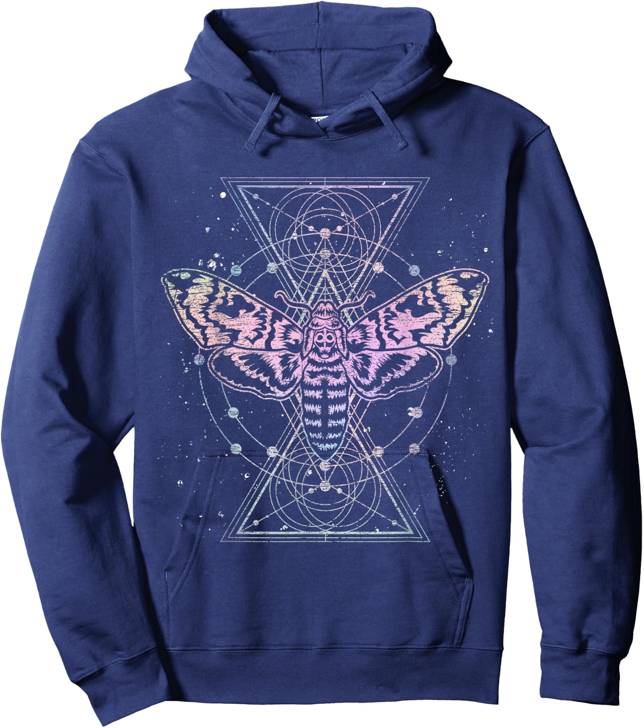 Moth Astrology Insect Kowai Sacred Geometry Pastel Goth Hoodie - Hoodie | Navy