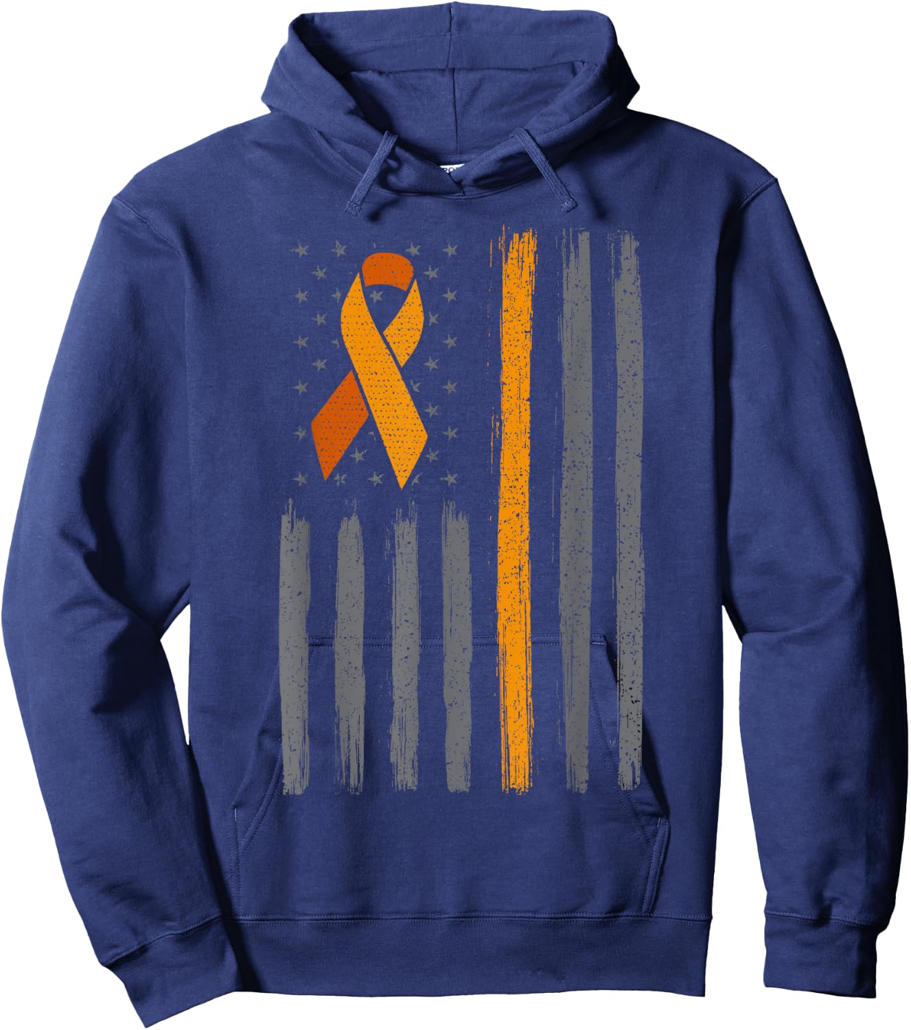 Orange ribbon flag leukemia blood cancer awareness Hoodie - Hoodie | Navy