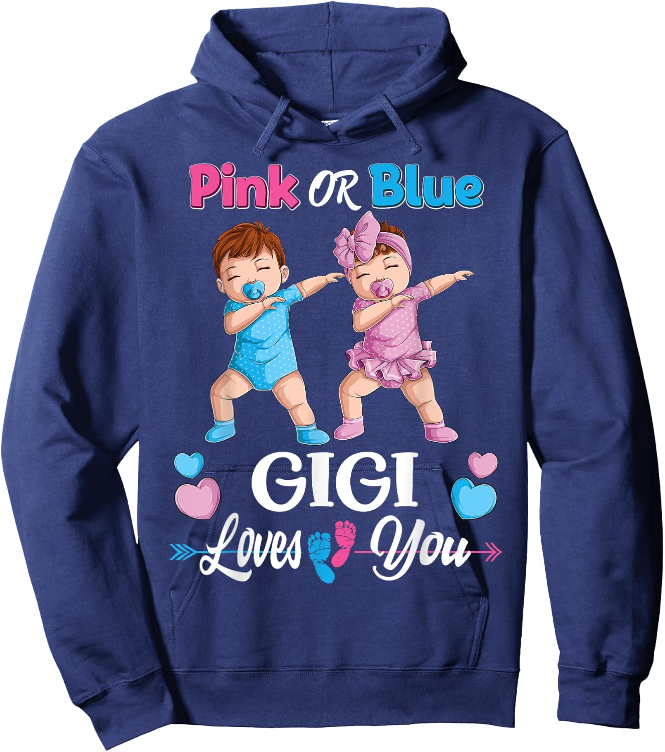 Pink Or Blue Gigi Loves You Baby Gender Reveal Party Women Hoodie - Hoodie | Navy