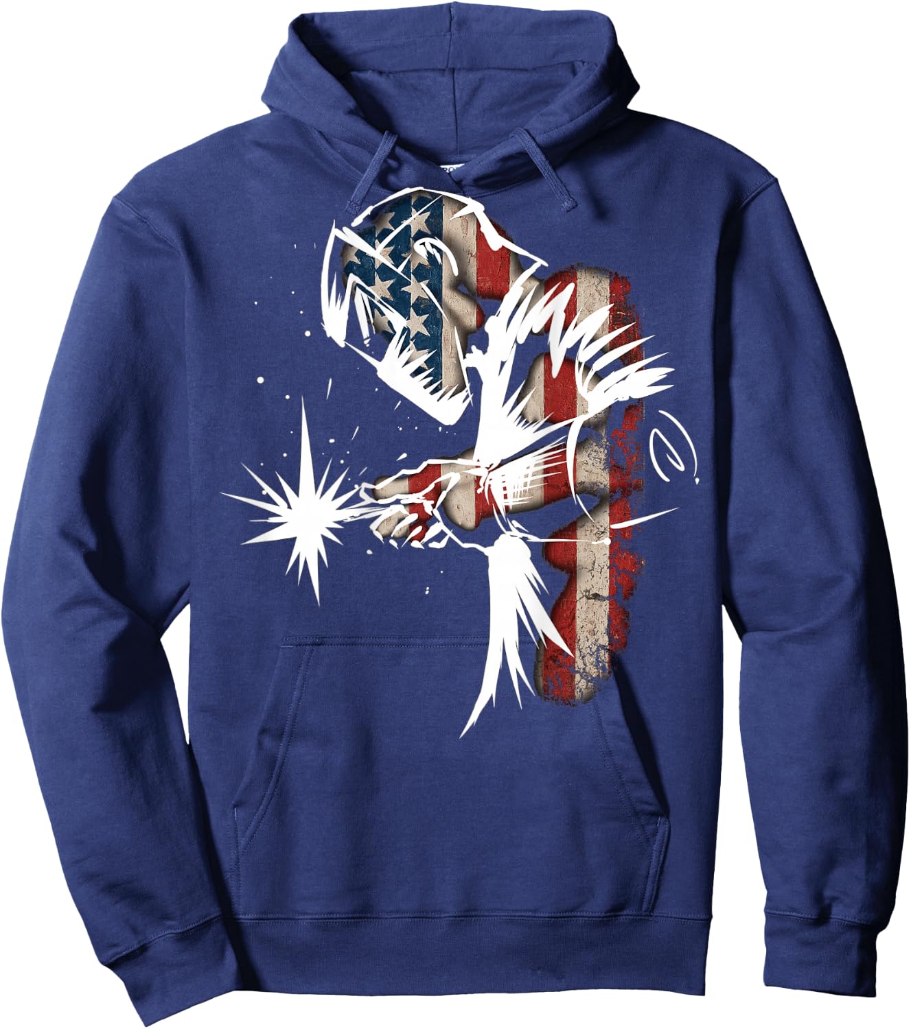 Welder American Flag USA Patriotic Welder Gift print on back Hoodie - Hoodie | Navy