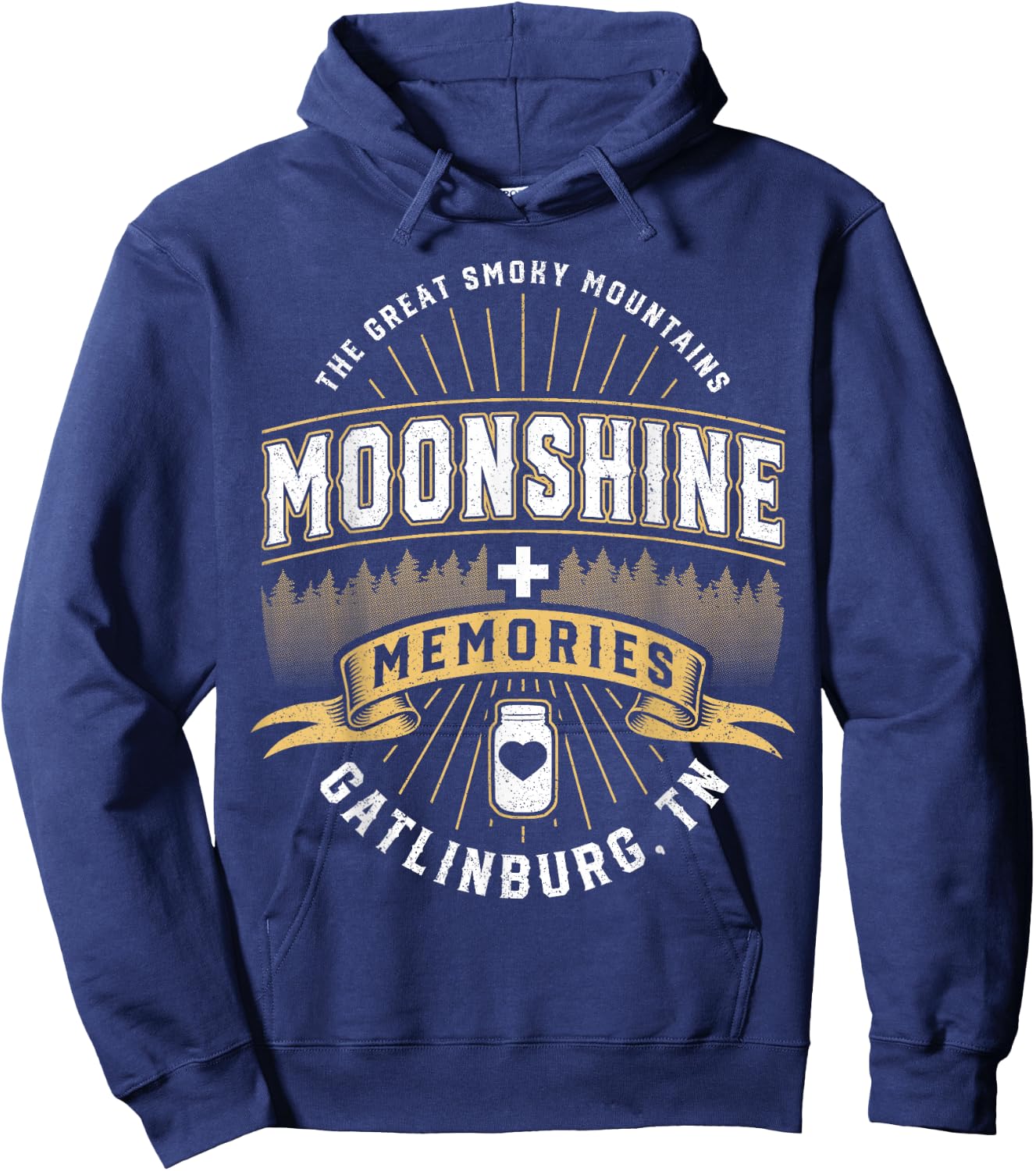 Moonshine and Memories Gatlinburg Tennessee Smoky Mountains Hoodie - Hoodie | Navy
