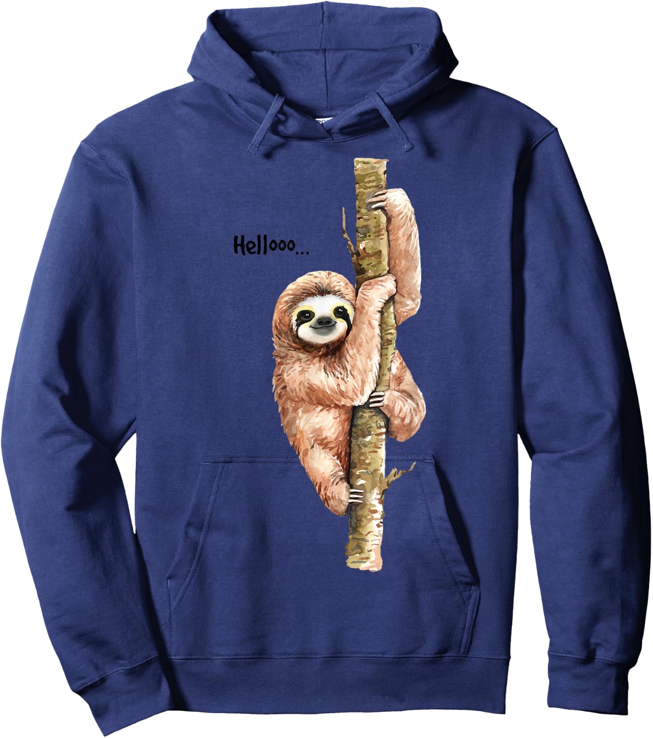 Sloth Hello Watercolor Hoodie - Hoodie | Navy